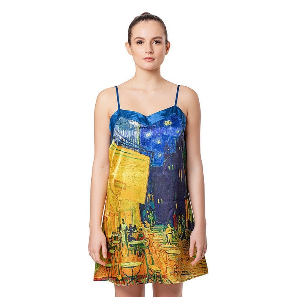 Van Gogh Café Terrace Satin Chemise Nightgown